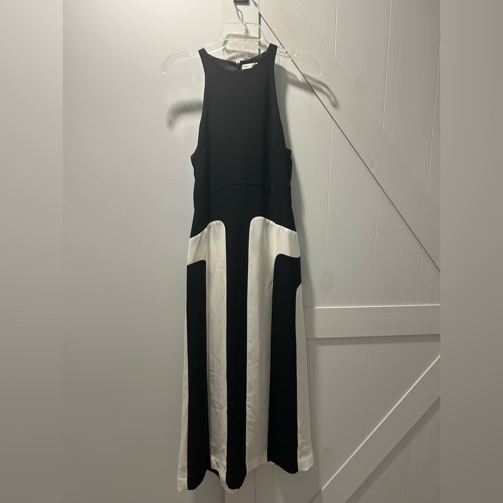 & Other Stories Elegant Black and White Sleeveless Midi Dress Size 6